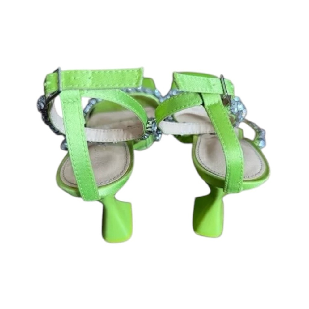 BETSEY JOHNSON SB-PERRY Ankle-Strap Jeweled Glam Green Heels Dress Sandals Sz 8 - Picture 8 of 9